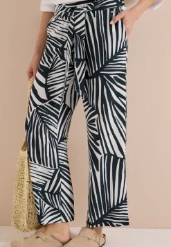 Pantalon à jambes larges avec imprimé et détail de ceinture