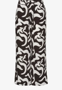 Pantalon large taille haute imprimé