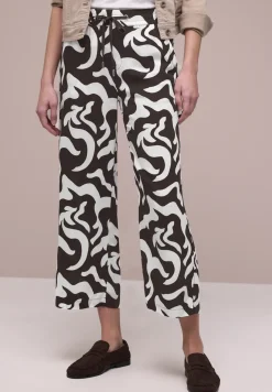 Pantalon large taille haute imprimé