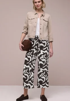 Pantalon large taille haute imprimé