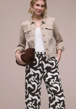 Pantalon large taille haute imprimé