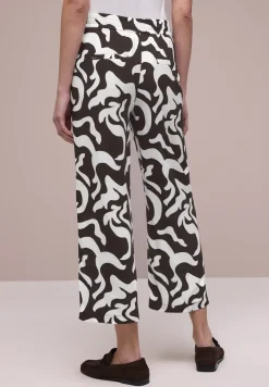 Pantalon large taille haute imprimé
