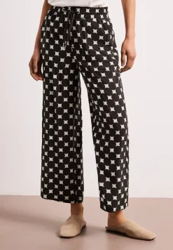 Pantalon large taille haute imprimé