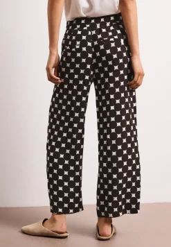 Pantalon large taille haute imprimé