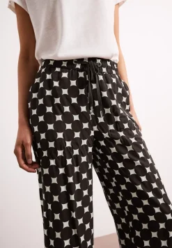 Pantalon large taille haute imprimé
