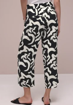 Pantalon large taille haute imprimé