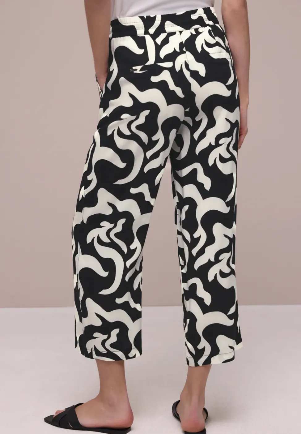 Pantalon large taille haute imprimé