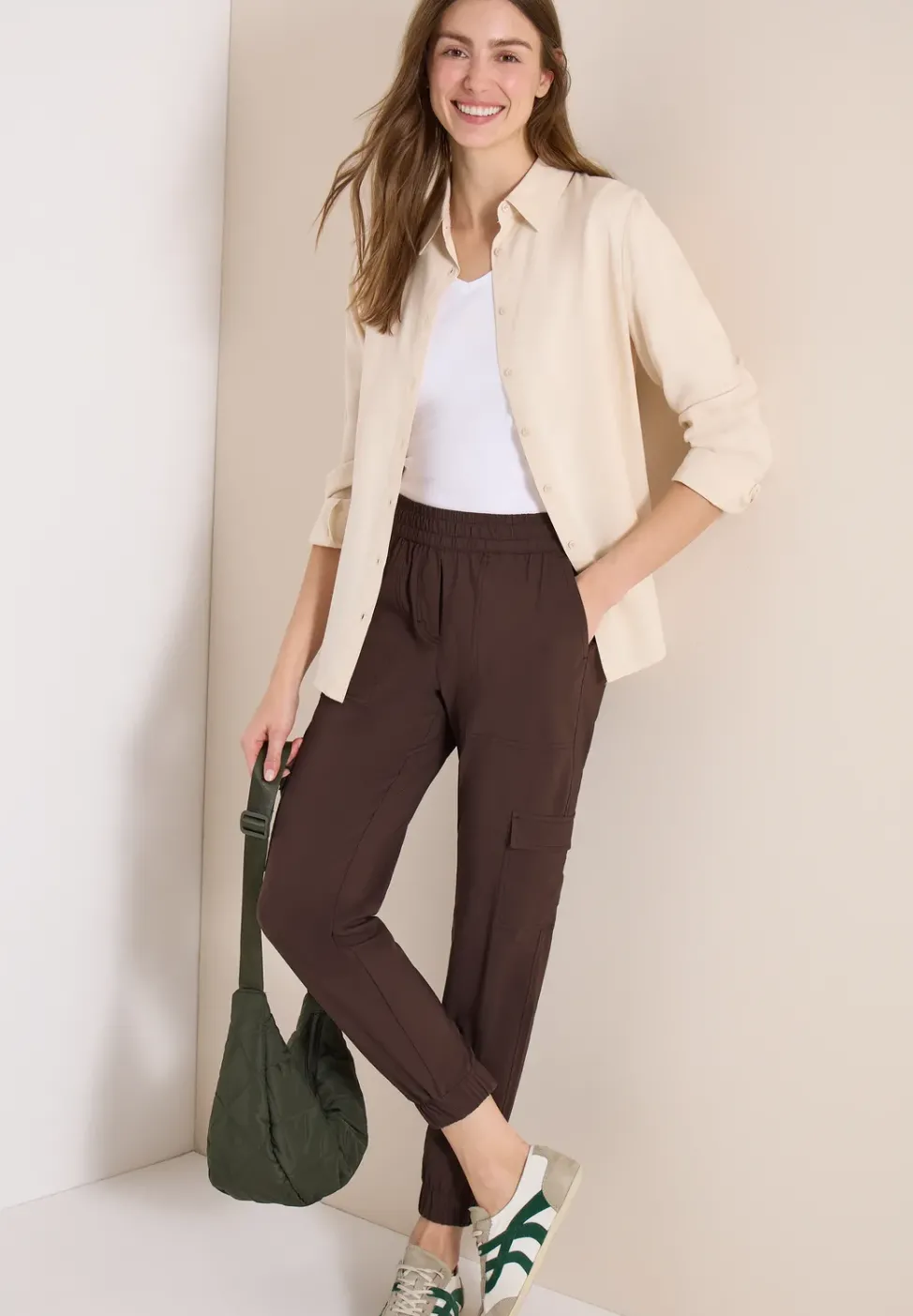 Pantalon Mid Waist Slim Leg au look cargo