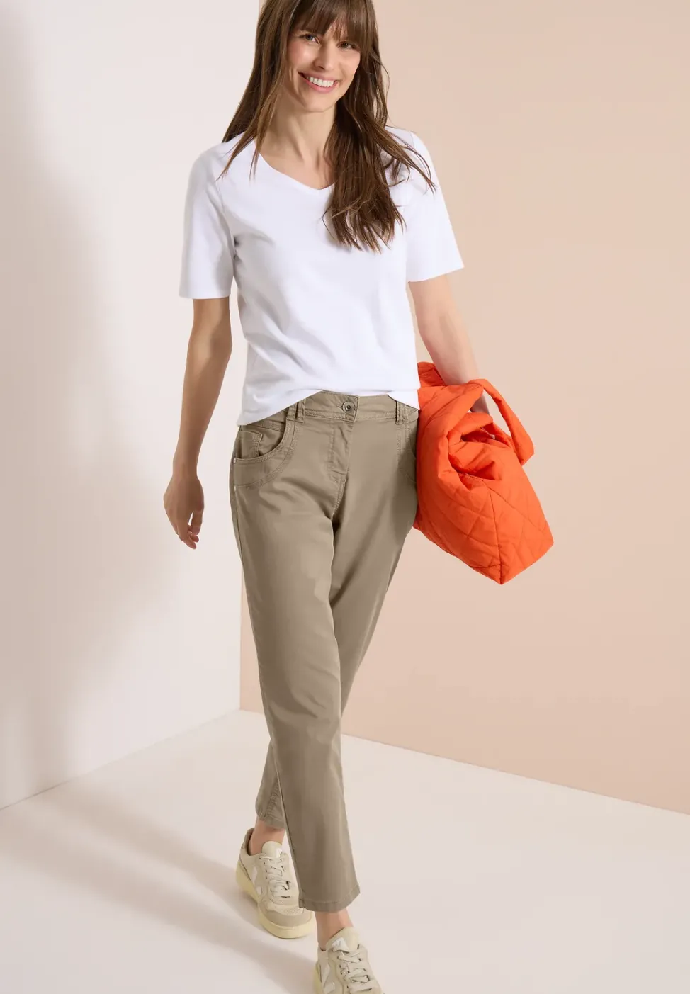 Pantalon Mid Waist Slim Leg en Casual Fit