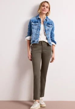 Pantalon Mid Waist Slim Leg en satin
