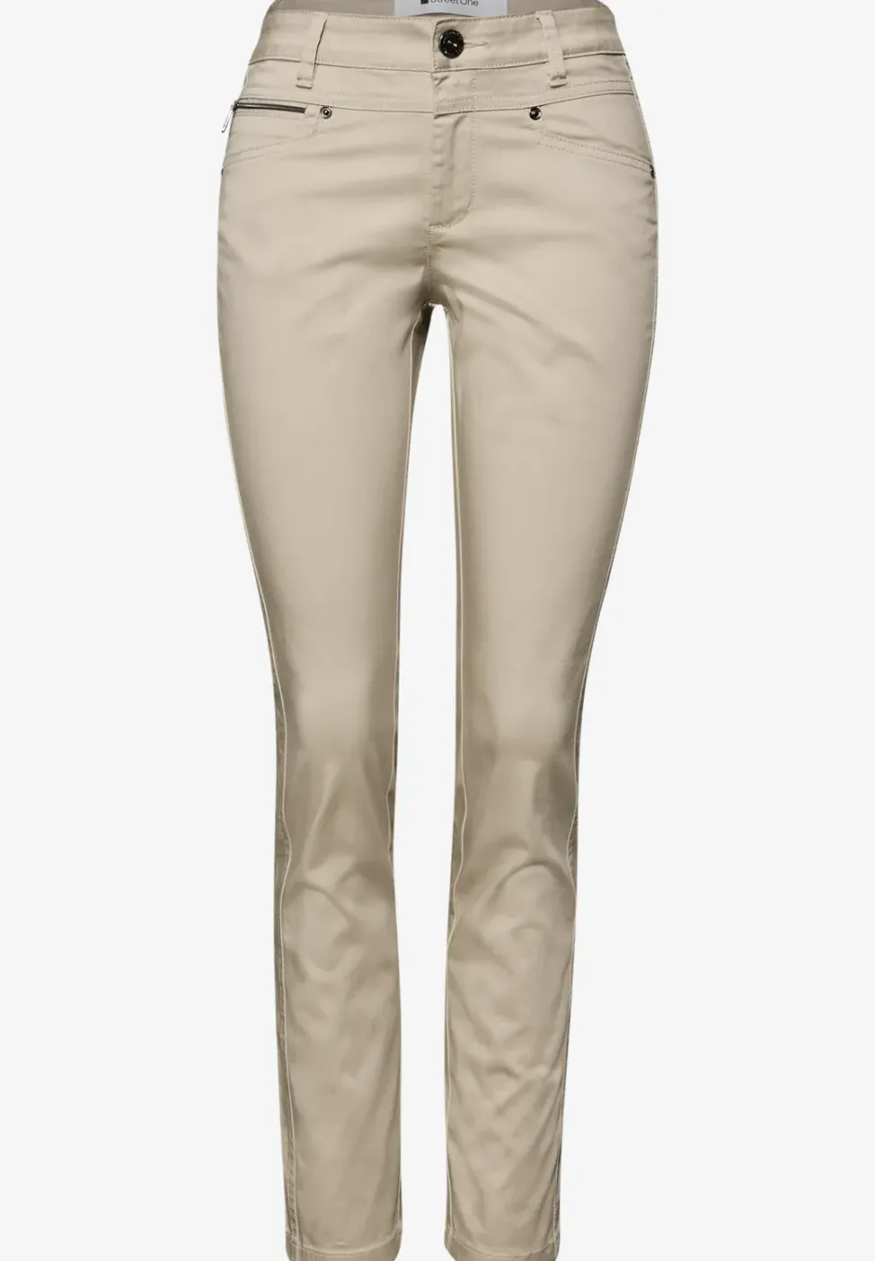 Pantalon Mid Waist Slim Leg en satin