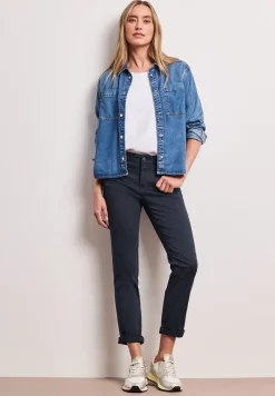Pantalon Mid Waist Slim Leg en satin