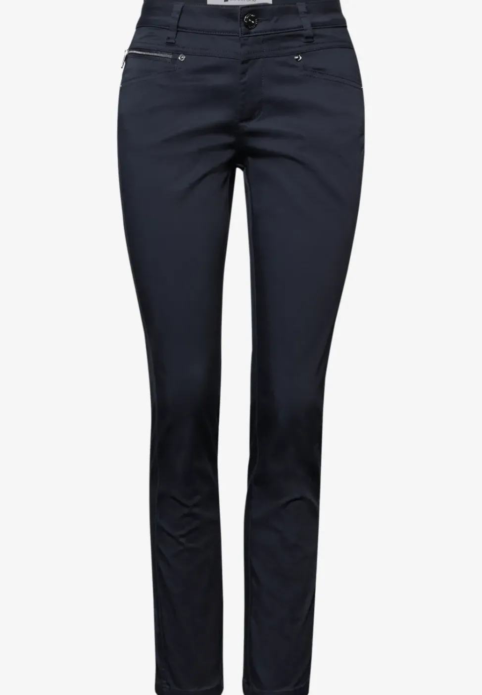 Pantalon Mid Waist Slim Leg en satin