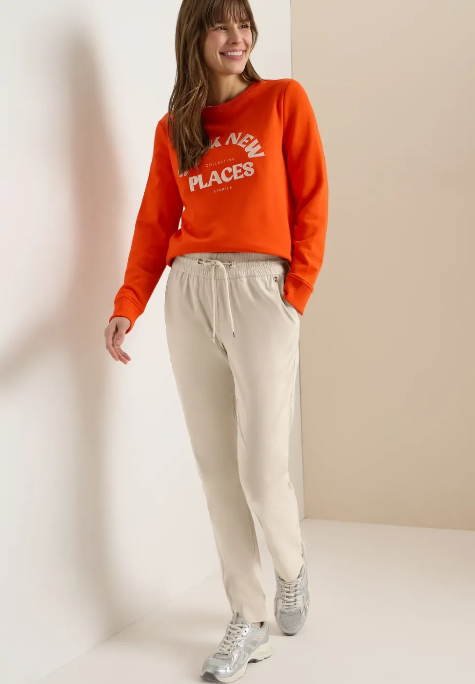 Pantalon Mid Waist Slim Leg en Casual Fit