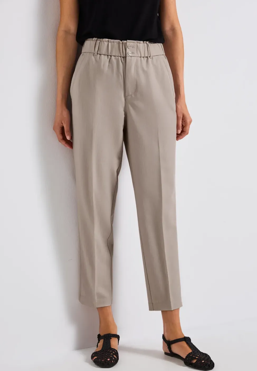 Pantalon paperbag à look mélangé