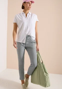 Pantalon slim leg en seersucker