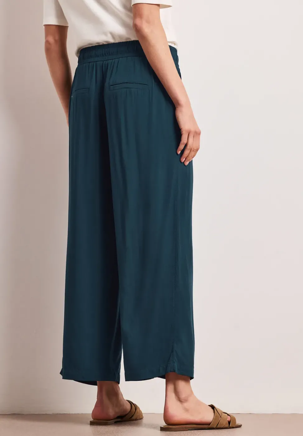 Pantalon taille haute wide leg coupe décontractée