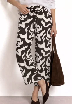 Pantalon 7/8 taille mi-haute wide leg imprimé