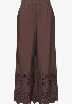 Pantalon wide leg avec broderie anglaise