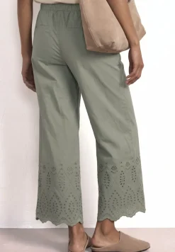 Pantalon wide leg avec broderie anglaise