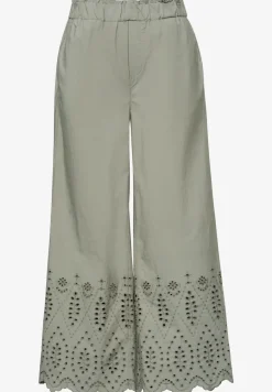 Pantalon wide leg avec broderie anglaise