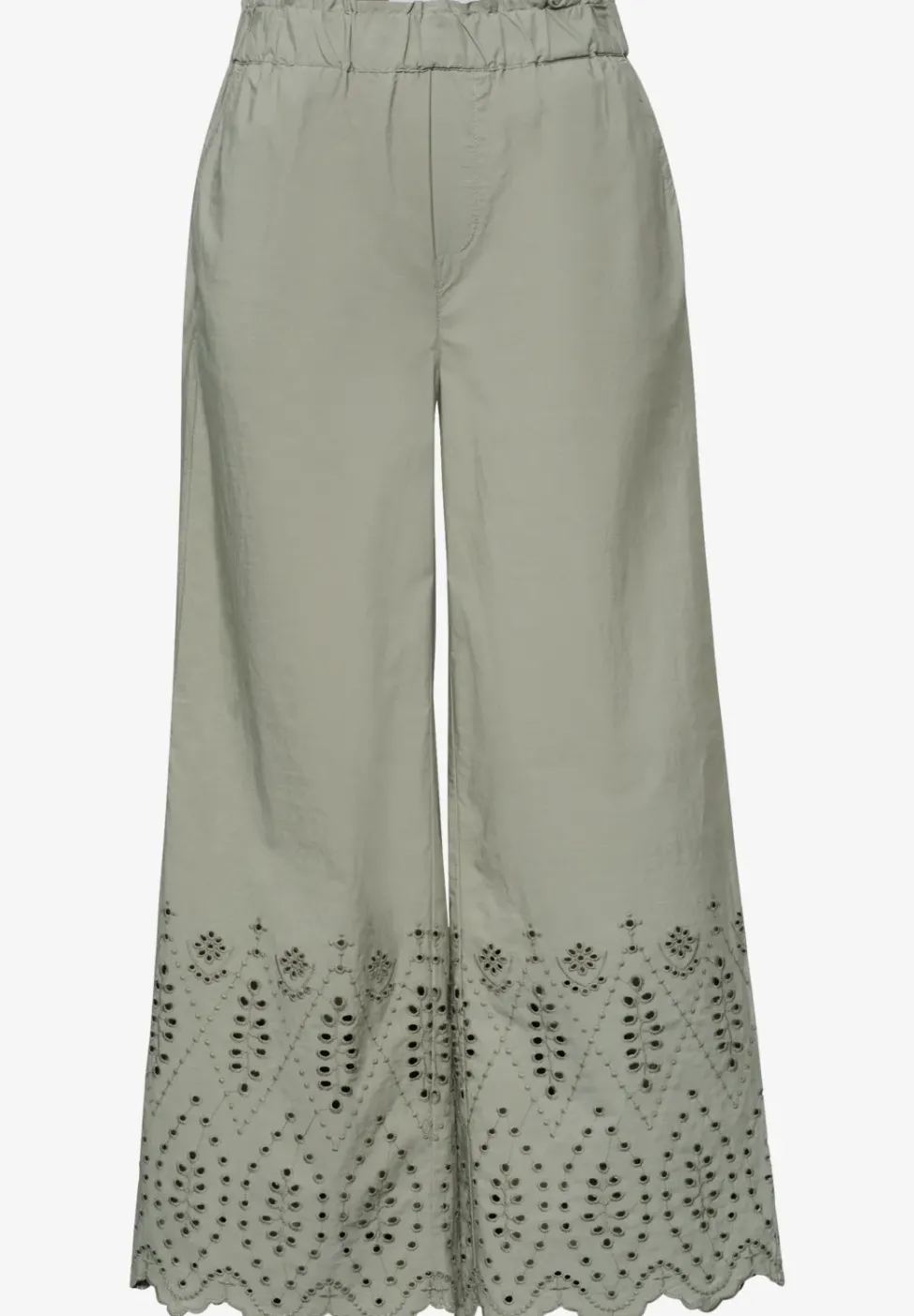 Pantalon wide leg avec broderie anglaise