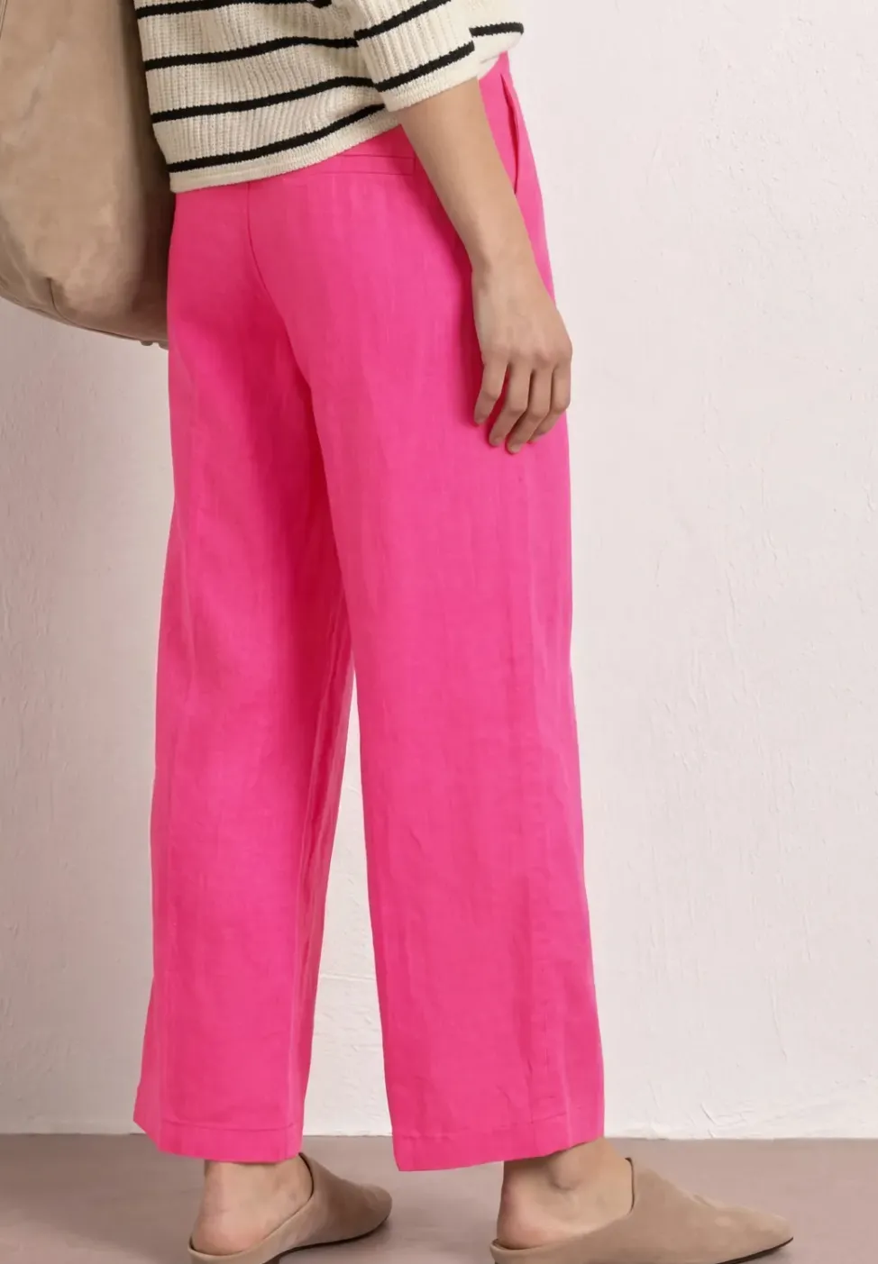 Pantalon wide leg coupe loose en lin