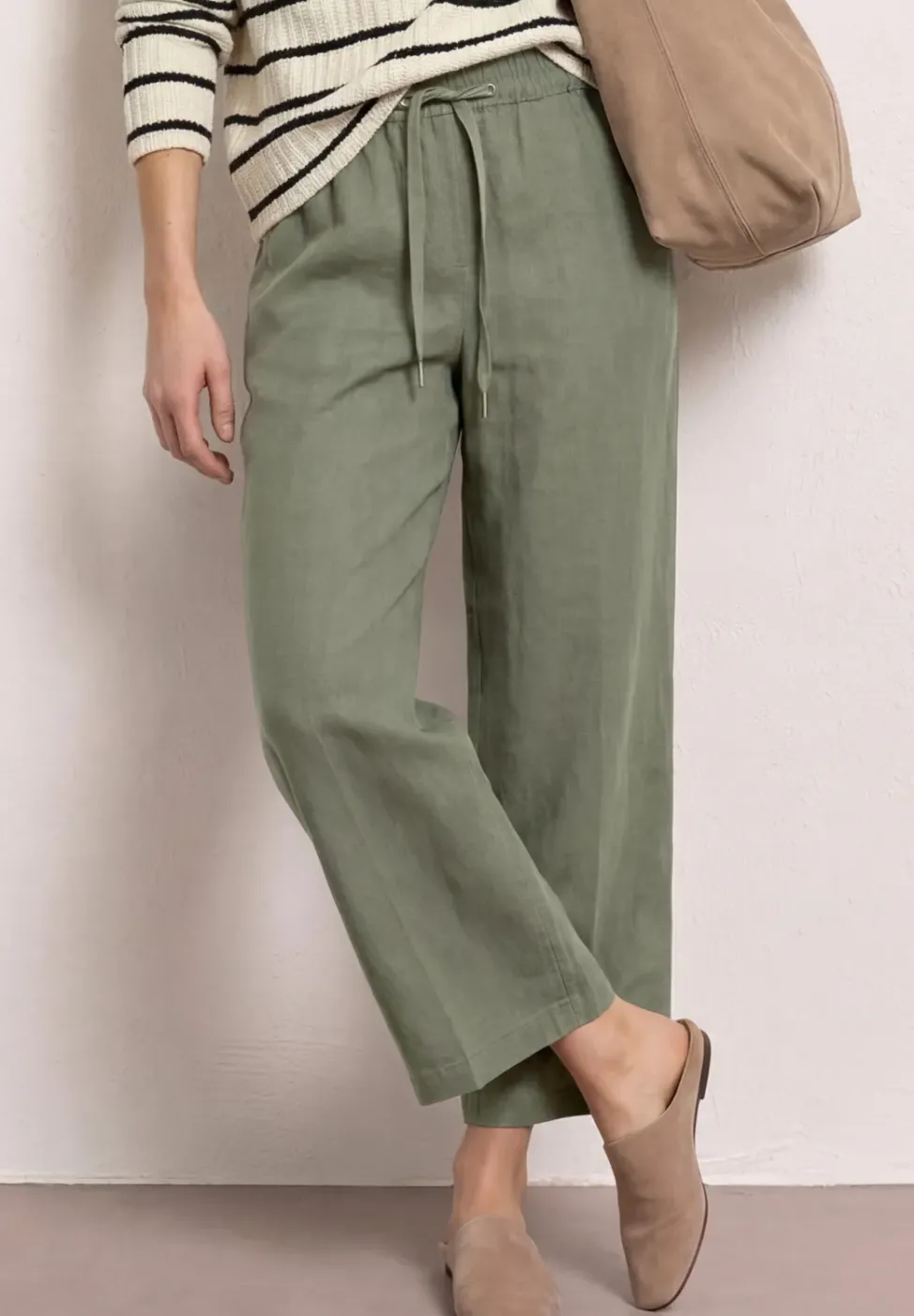 Pantalon wide leg coupe loose en lin