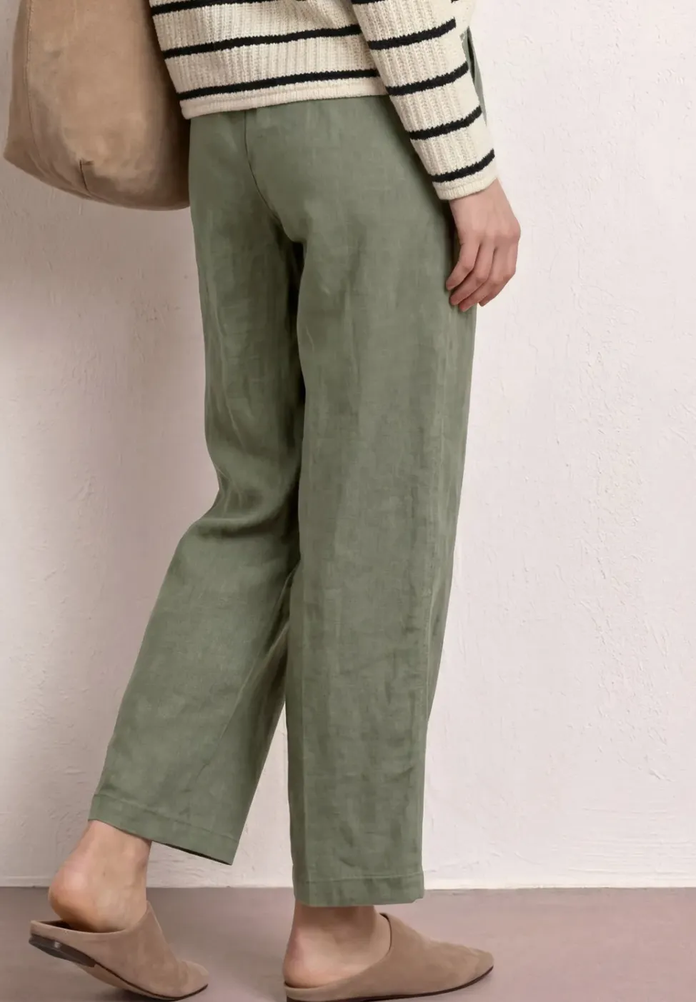 Pantalon wide leg coupe loose en lin