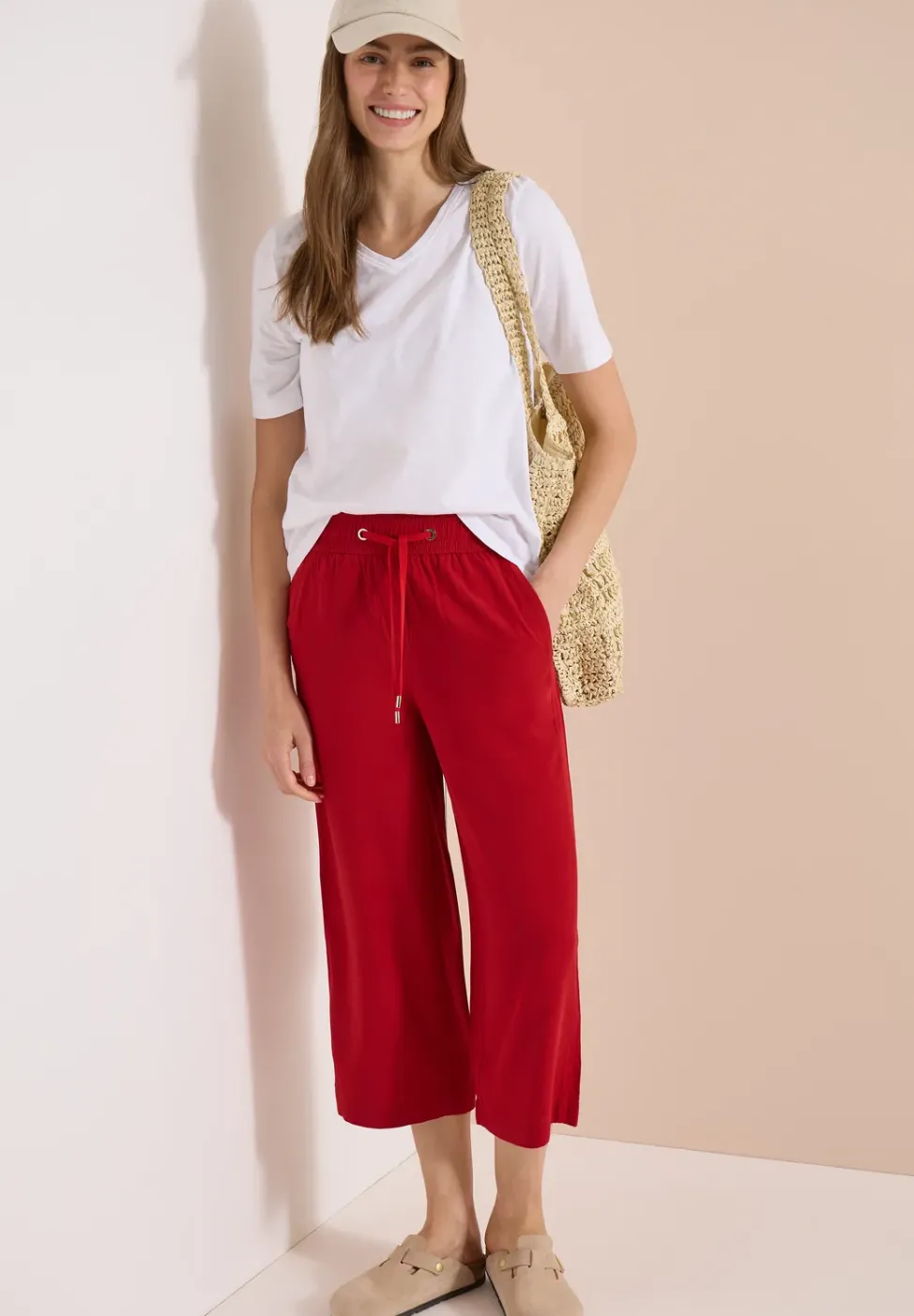 Pantalon 3/4 wide leg en coupe décontractée