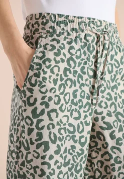 Pantalon Wide Leg en lin mélangé imprimé léopard