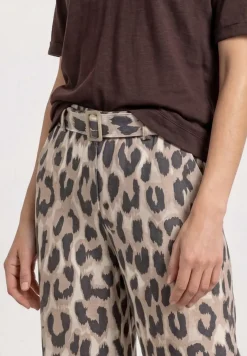 Pantalon Wide Legs avec ceinture et imprimé léopard