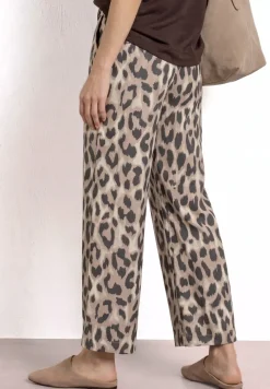 Pantalon Wide Legs avec ceinture et imprimé léopard
