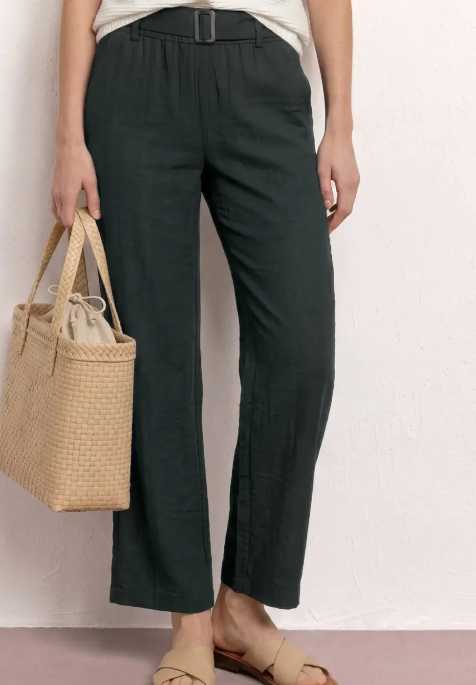 Pantalon Wide Legs avec ceinture, coupe décontractée