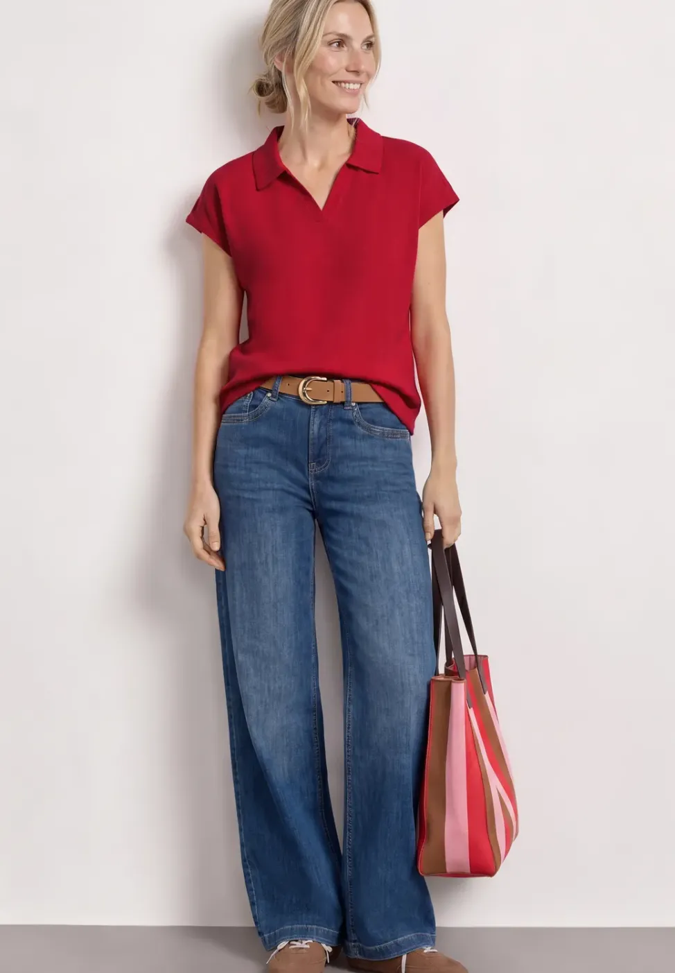 Polo à épaules droppées en tricot