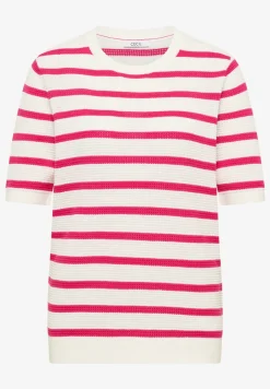 Pull à manches courtes avec structure et rayures