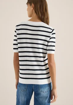 Pull à manches courtes avec structure et rayures