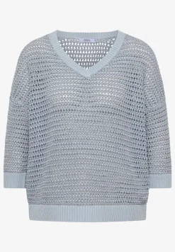 Pull avec col en V et mélange de fils