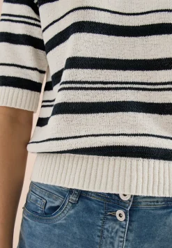 Pull à manches courtes avec rayures