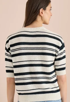 Pull à manches courtes avec rayures