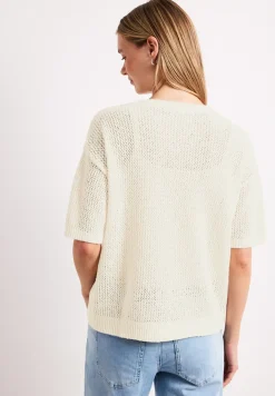 Pull à manches courtes avec structure en maille
