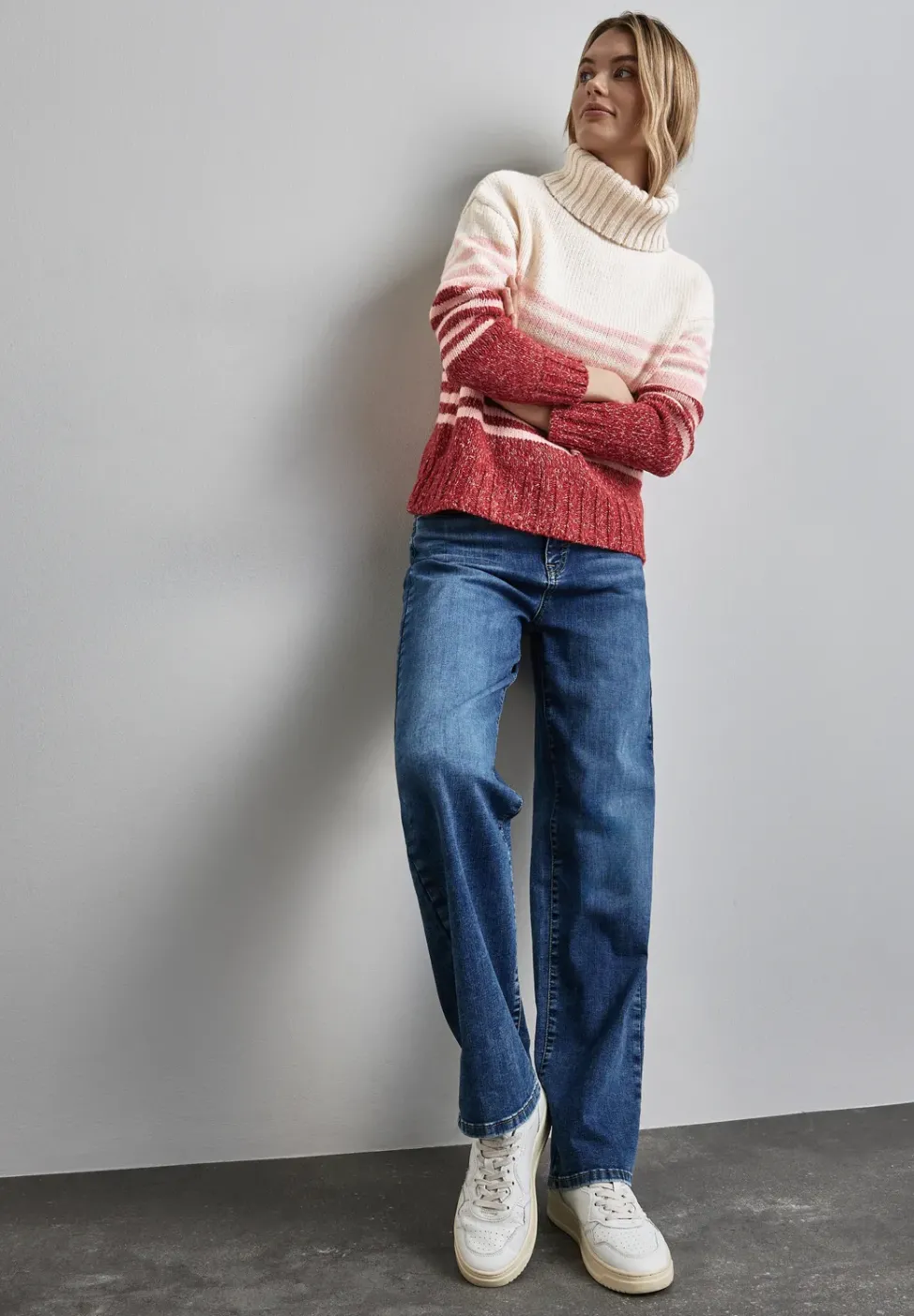 Pull-over en maille rayée