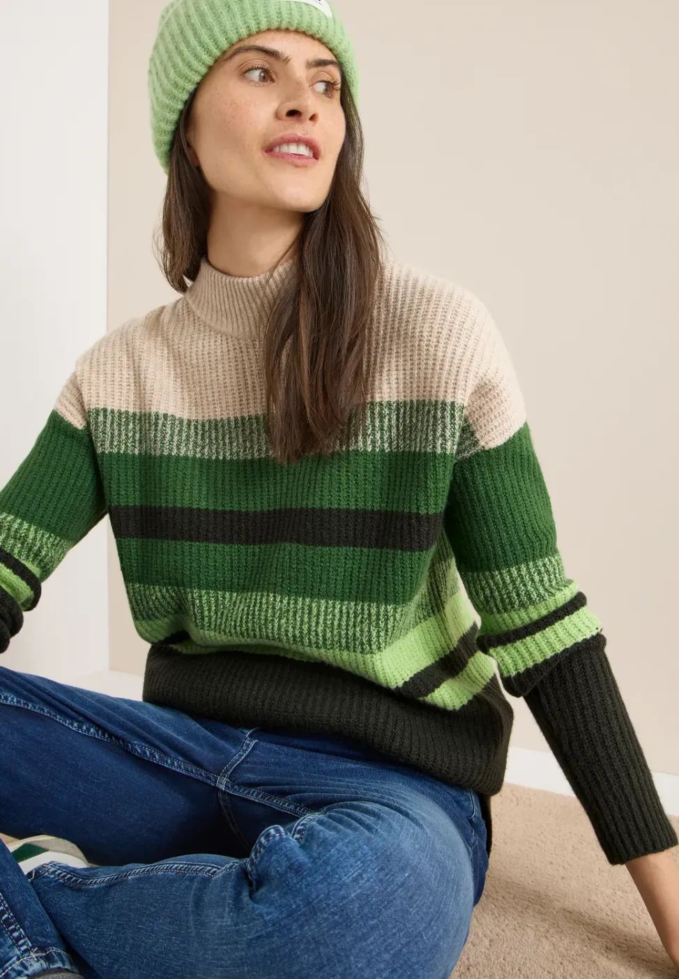 Pull-over mouliné rayé