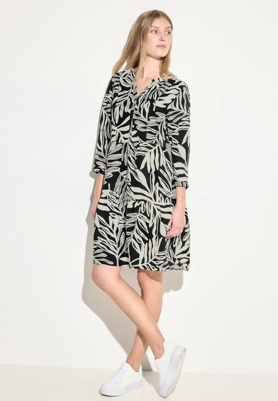 Robe en mélange de lin avec imprimé