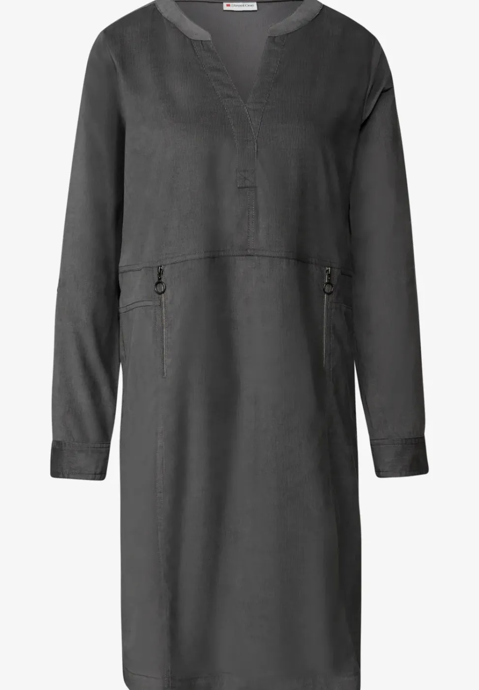 Robe en velours côtelé avec col fendu