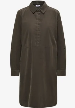 Robe en velours côtelé en couleur unie