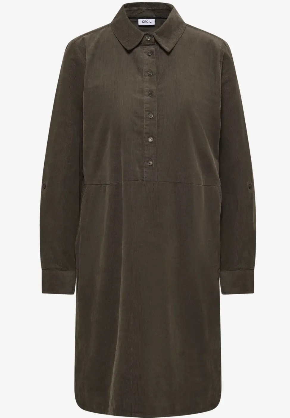 Robe en velours côtelé en couleur unie