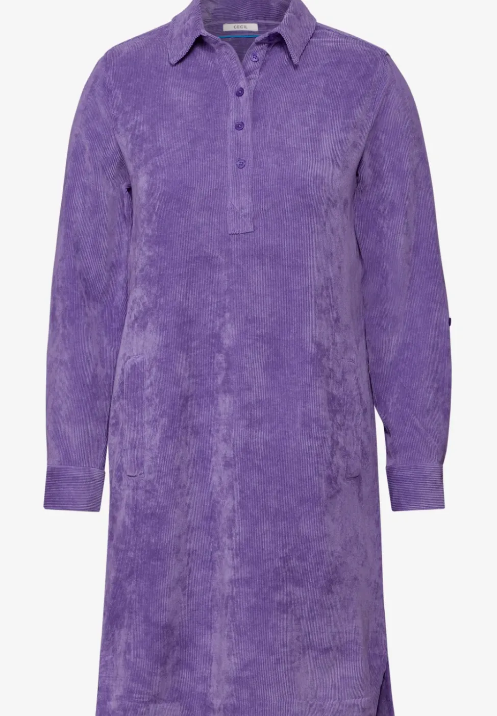 Robe en velours côtelé en couleur unie