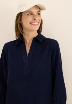 Robe en velours côtelé en couleur unie