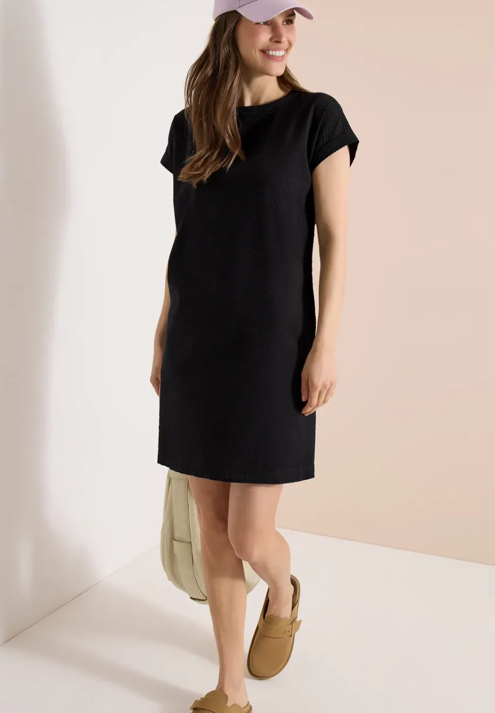 Robe longue au genou avec structure en seersucker